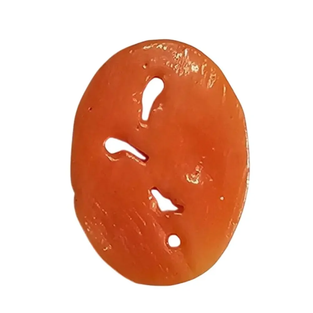 Antique Natural Salmon Coral Hand Carved Floral Oval Cabochon 2.55 CT Loose Gems